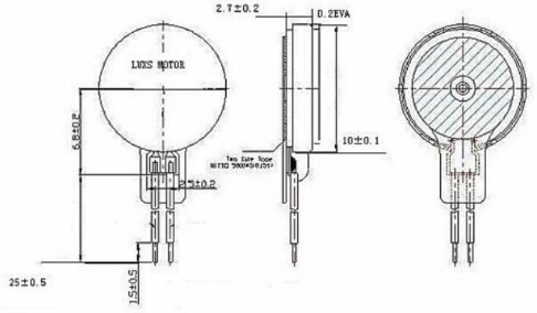 Mechanical Drawing - DFRobot FIT0774 Mini Vibration Motor